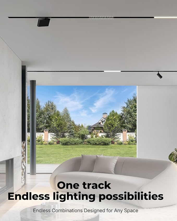 SCON 12-Pack Track Rails, Recessed Magnetic Track Lighting Kit, Easy Install Aluminum Rail System for Flush Mount LED Heads, for Magnetic Lamp Heads for Kitchen, Living Room, Office, Shop (3.3FT)