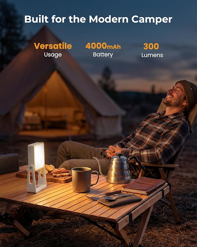 3 Pack Portable Camping Lantern, 4000mAh Dimmable LED Camping Light Flashlight with 360° Stand, 3 Color Modes, Rechargeable Lamp for Power Cuts, 2-in-1 Emergency Lamps for Home Power Outages, White