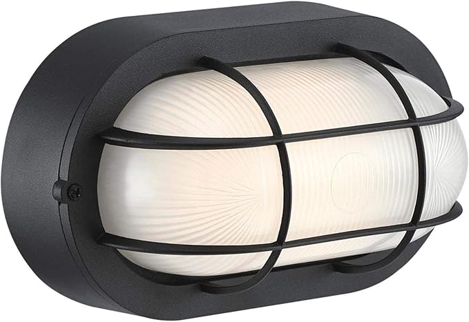 Westinghouse 6113700 Traditional One-Light Dimmable LED Outdoor Wall Light, Textured Black Finish, White Glass