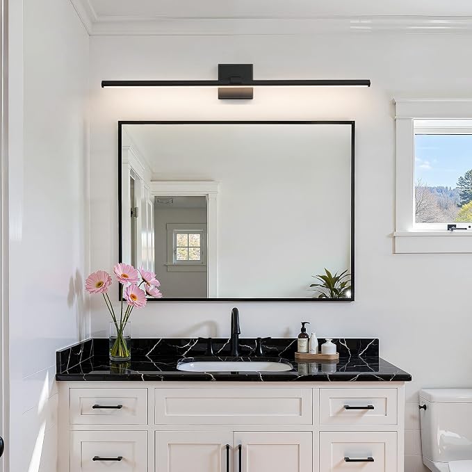 Modern Bathroom Vanity Light 32 Inch Matte Black Dimmable 5CCT LED Vanity Light Bar for Bathroom Lighting Fixtures Over Mirror Cabinets Bedroom, 24W