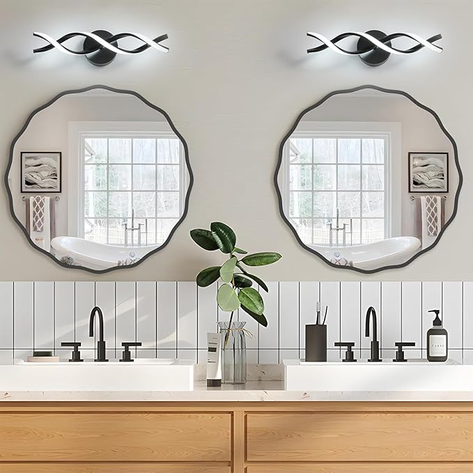 Modern Black LED Vanity Lighting,Bathroom Light Fixture Over Mirror,18 Inch,6000K Cool White