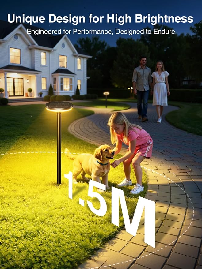 KOOPER 3X Larger & Taller Solar Pathway Lights Outdoor, 2 Pack Metal Solar Powered Garden Lights Waterproof, 2 Lighting Modes Adjustable Solar Landscape Path Lights for Outside Yard Walkway Driveway