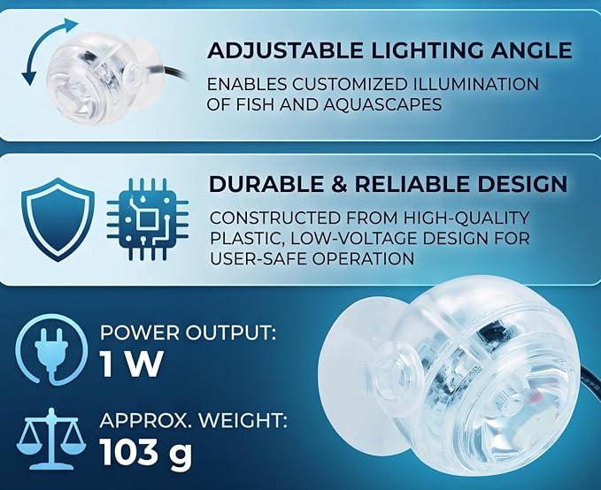 GLOGLOW Submersible LED Aquarium Light, Gradient, Suction Cup Night Light