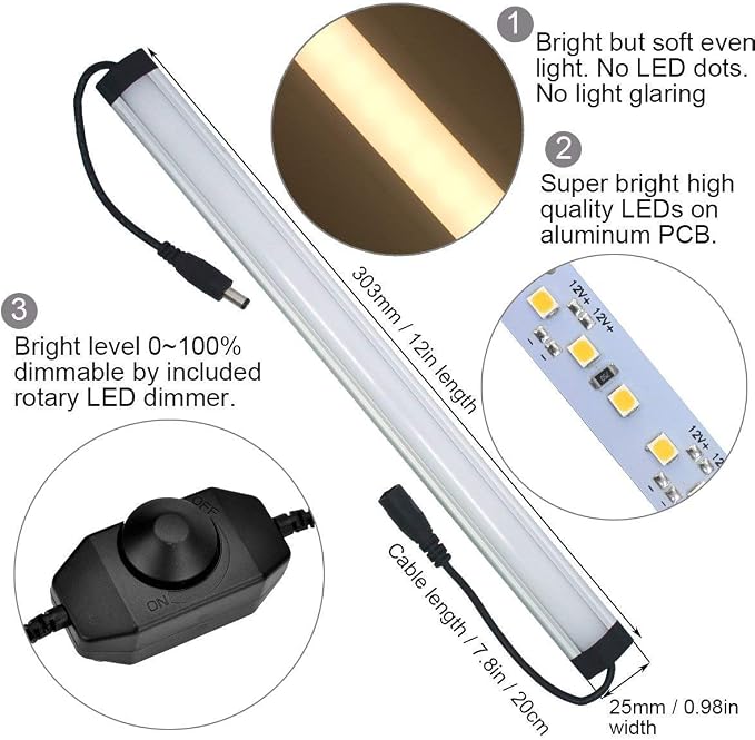 Motion Sensor Cabinet LED Lighting Kit. Plug in. Perfect to Work as Motion Activated Lighting for Under Cabinets Closets Wardrobe Hallway Stair Beds Garage Kitchen. 3-Light-Bar. Warm White 3000K