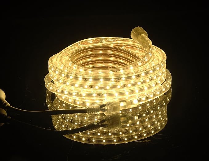 CBconcept UL Listed, 10 Feet, 1080 Lumen, 3000K Warm White, Dimmable, 110-120V AC Flexible Flat LED Strip Rope Light, 180 Units 3528 SMD LEDs, Indoor Outdoor Use, Accessories Included, Ready to use