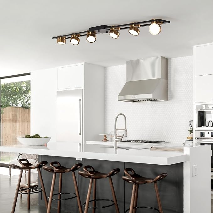 Garwarm 48 Inch Modern Dimmable LED Track Lighting with Remote, Flush Mount | Low-Profile Linear Ceiling Light with 270° Adjustable Heads for Kitchen Island, Dining Room, Bedroom, Office, Living Room