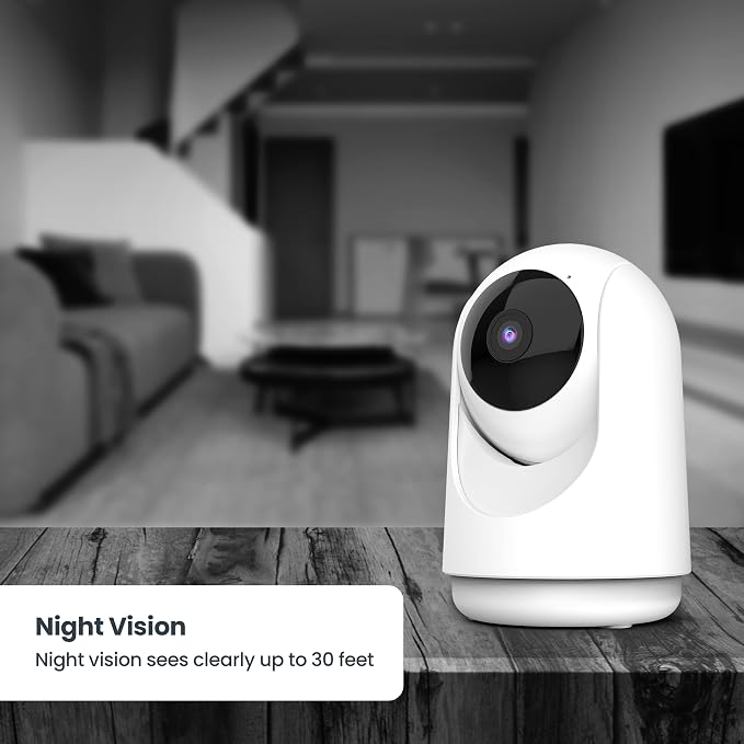Feit Electric Smart Indoor Pan Tilt Baby Monitor Camera, 2K WiFi Security Camera with AI Motion Alerts, Motion Tracking, Night Vision (30 ft), Two-Way Audio, Local Storage, 2.4GHz WiFi