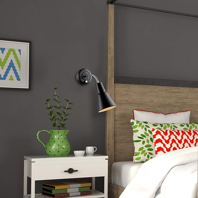 Globe Electric 65312 Ramezay Gooseneck Sconce, Matte Black (Pack of 2)