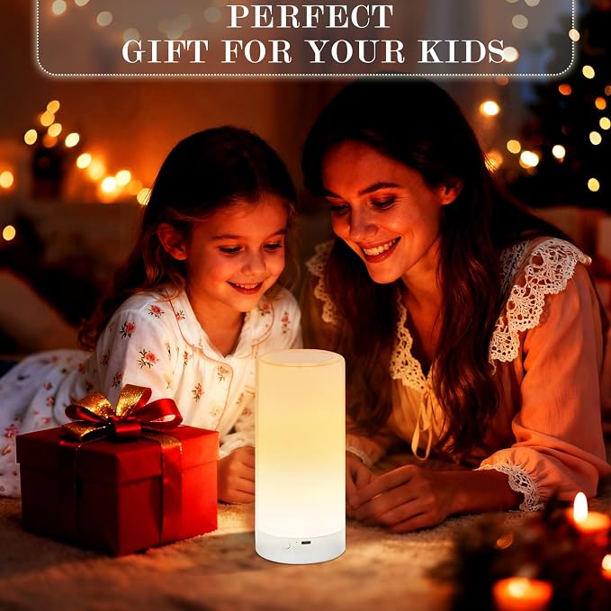 UNIFUN Table Lamp, Touch Sensor Bedside Lamps, Dimmable Warm White Light & Color Changing RGB for Kids Room,Living Room,Camping