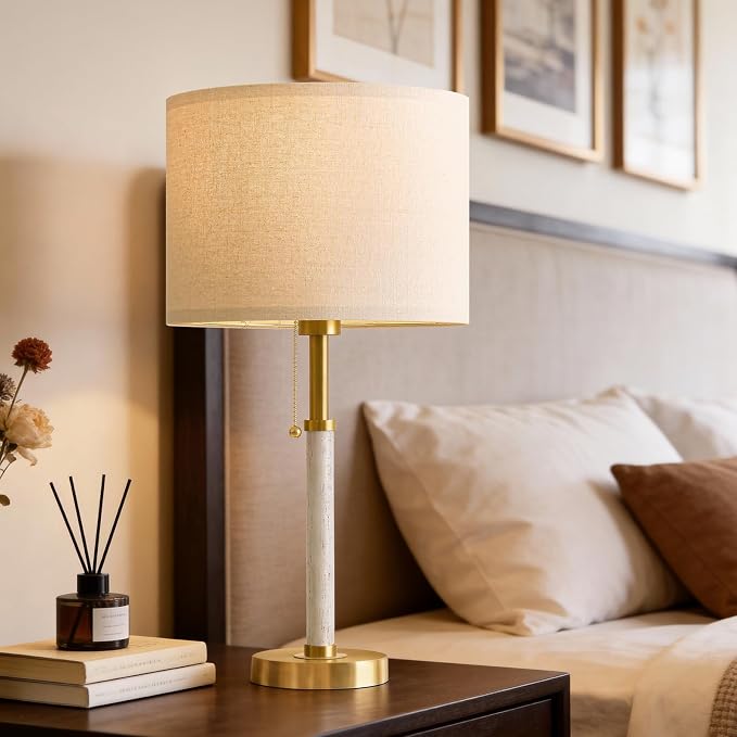 G-SAFAVA 22" Table Lamps Mid Century Modern Lamps for Bedroom Living Room Bedside Lamps for Night Stands Wood Nightstand Lamp Gold Small Side End Table Lamps Set of 2 Vintage Home Deco Office Gifts