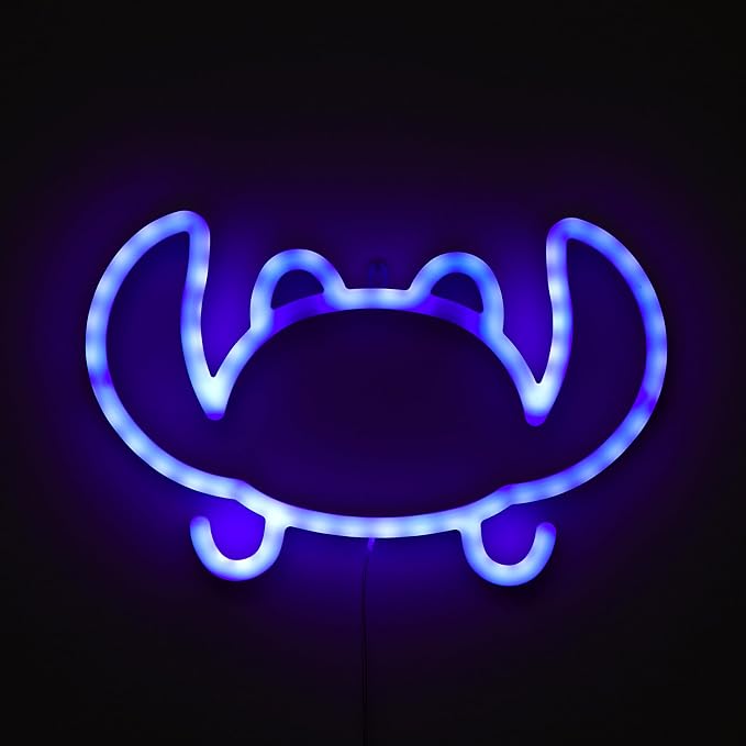 Disney Lilo and Stitch Angel Neon Lamp,LED Neon Light, Angel Outline Wall Décor, Soft Glow Decorative Lamp for Bedroom, Living Room, Desk or Gift