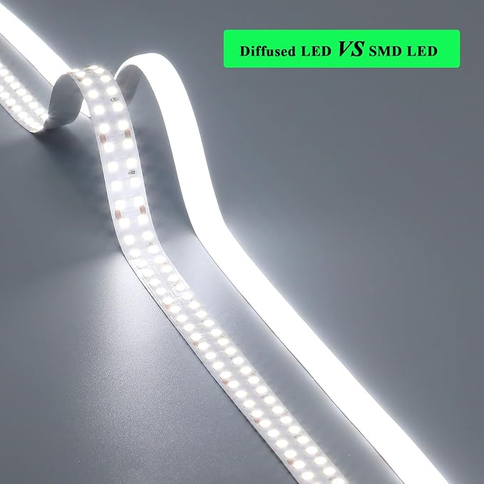 JOYLIT PRO+ 24V LED Strip Diffused 2 Rows 16.4FT 6000K 601LM/FT Waterproof | CE UL, CRI 92+, 560LEDs/m Cool White, 12MM, Dotless, Dimmable, Self-Adhesive, for Kitchen Cabinet,Cove(Lights Only)