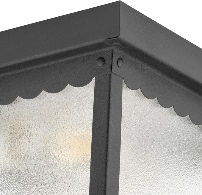 Progress Lighting 2-Light Indoor and Outdoor Flush Mount Ceiling Light, Interior and Exterior Ceiling-Mount Light Fixture for Porch Light, Patios, Garages, Hallways, Metal, 9-1/4" by 5", Black
