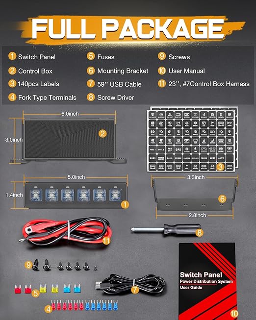 6 Gang Wireless Switch Panel, Niking Auto Multifunction Remote Control Switch Box with Toggle Pulsed LED Switches Memory 4 Light Modes 12V 80A Circuit Control Relay System Pods for Trucks ATV Boat