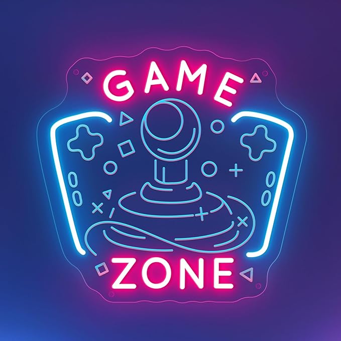 Game Zone Neon Sign Game Room Neon Sign Gaming Zone LED Neon Light Gamer Wall Decor Light up Signs for Man Cave Bedroom Party Decoration Ideal Chritmas Gifts for Boys