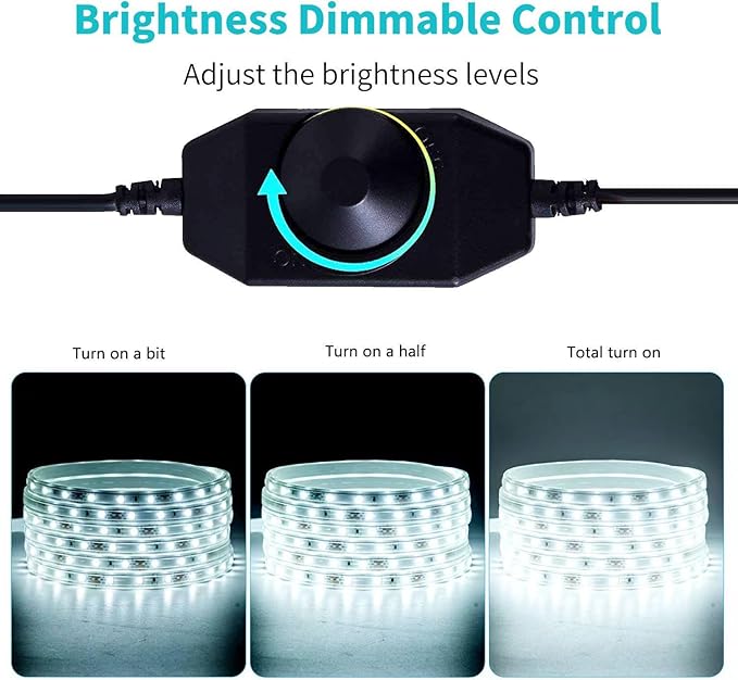 20FT White Rope Lights Outdoor, 12V IP65 Waterproof Led Rope Lights Indoor Cuttable, Flexible Led Strip Lights Cuttable Plug-in for Patio Deck Bedroom Kitchen Bedroom Christmas