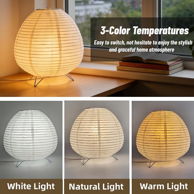 Small Paper Lamp, Japanese Lamp Lantern Table Lamp, Paper Table Lamp, Lantern Lamps for Desk Bedrooms Bedside Night Light (Raindrop)