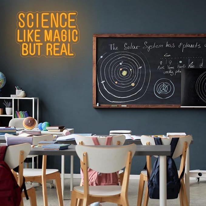 Science Like Magic But Real Neon Sign for Wall Decor Classroom Neon Light Laboratory LED Sign Letter Neon Light Sign for Classroom Science Lab Bar Home shop Decoration