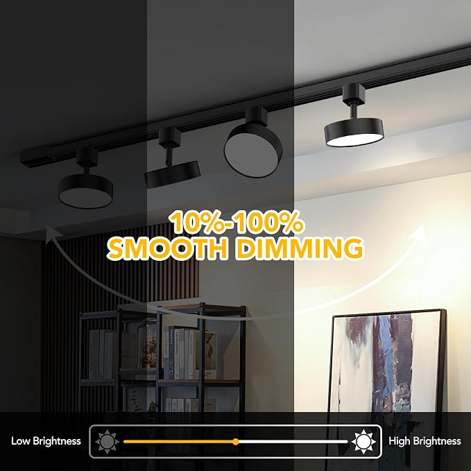 Diffuse LED Track Lighting Heads H Type, 12 Pack Black | Dimmable Track Light Heads, Kitchen Ceiling Fixtures Compatible with H Track Rails, Flicker Free CRI90+ 3000K 12W 1000lm