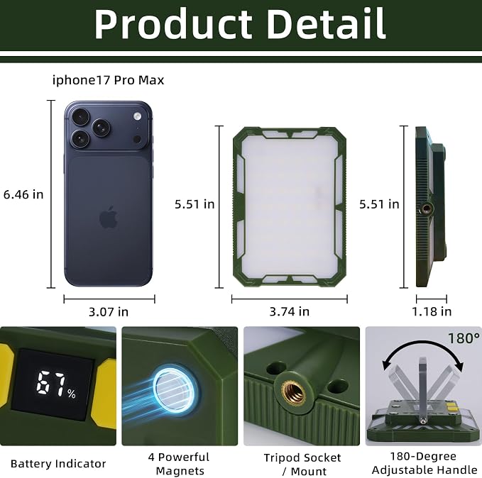 Camping Lights Rechargeable, 1000LM Camping Lantern 6 Modes, Magnetic | Portable Led Lantern for Power Outages,Emergency Light,Tent Lights with Tripod Mounted for Hurricane/Hiking/Outdoor