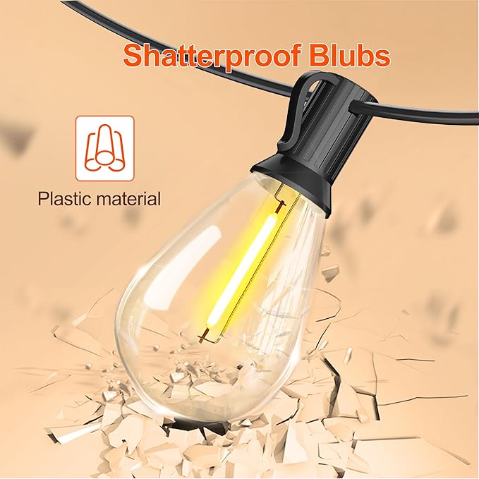 Solar String Lights for Outside 120FT with Remote 8 Lights Mode, Weatherproof Shatterproof S14 LED Bulb 34 Sockets, Outdoor Patio Light for Backyard Porch Cafe