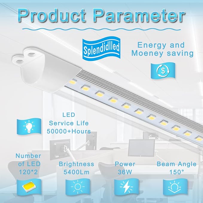 4FT Magnetic LED Retrofit Kit,Recessed T8T10Fluorescent Light Retrofit LED Light Tube,Panel Light,Troffer Quick Retrofit LED Light Kit ,No Professional Tools Required,36w, 5000K White light (2 pack)