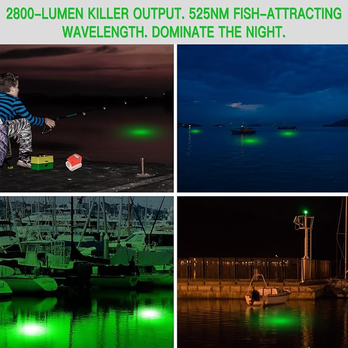 30W Underwater Fish Light Compatible with Milwaukee M 18 Battery