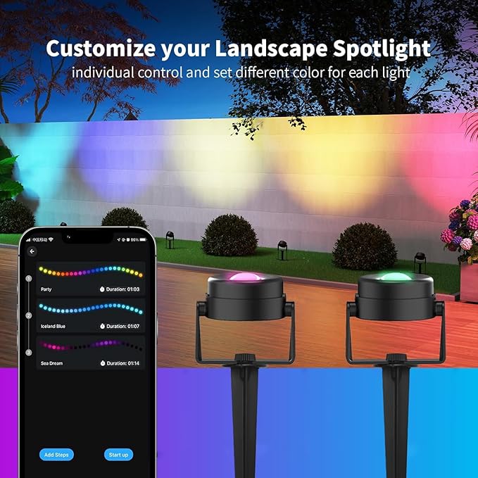 HISTAR Low Voltage Landscape Lighting with Bluetooth App Control & Remote, Outdoor Spot Lights for Fence Tree Pathway Lawn Decor, IP65 Waterproof All-in-One Permanent Outdoor Lights (6pack-RGBW)