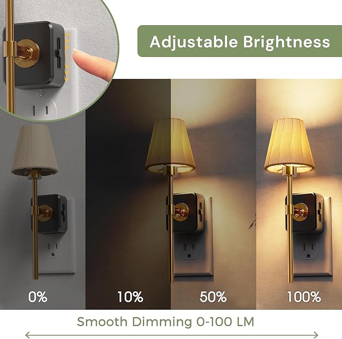 L LOHAS LED Night Lights Plug into Wall, Pleated Fabric Cover Night Light | 2 Pack Dusk to Dawn Sensor Vintage Nightlight, 0-100LM Dimmable, for Bedroom Living Room Hallway