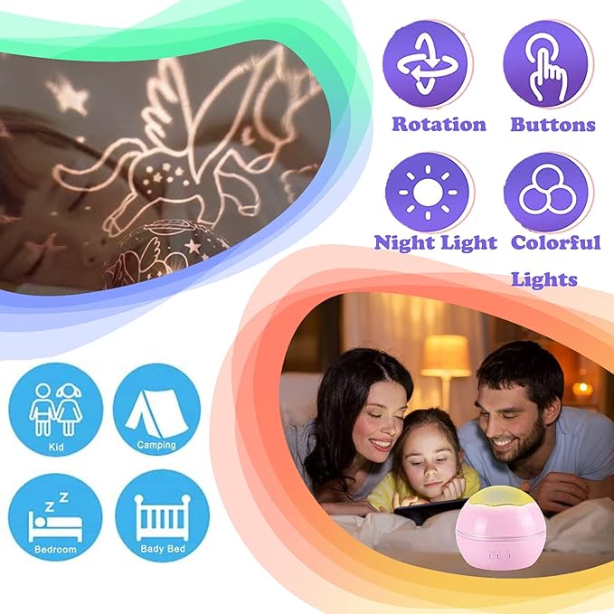 MINGKIDS Unicorn Toys Night Light for Toddler Girls,Unicorn Gifts Age 6-8,Unicorns and Starry Night Light Projector for Kids, Birthday Gift for 3-10 Year Olds Girls