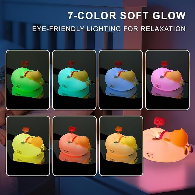 Duck Night Light for Kids, 7 Colors LED Nursery Lamp Dimmable & Rechargeable, Duck Silicone Lamp for Bedroom/Nursery,Room Decor Lamp Gift for Adult Toddler/Boys/Girls