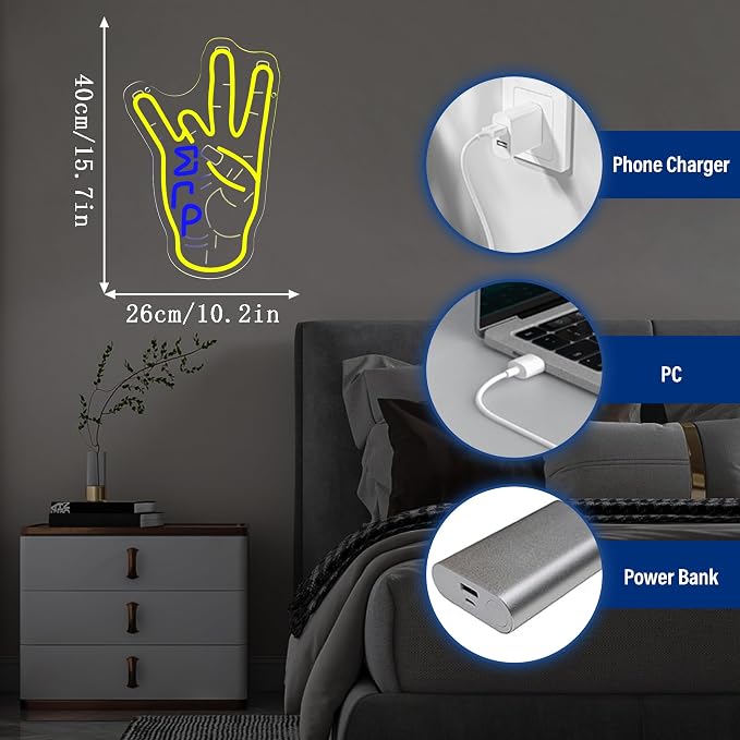 Sigma Gamma Rho Hand Neon Sign, Greek Hand Symbol Signs Neon Sign, Dimmable LED Sorority and Frat Hand Symbol Signs, Office Party Bar Cafe Decor, Family and Friends Birthday Holiday Gift(15.7*10.3in)