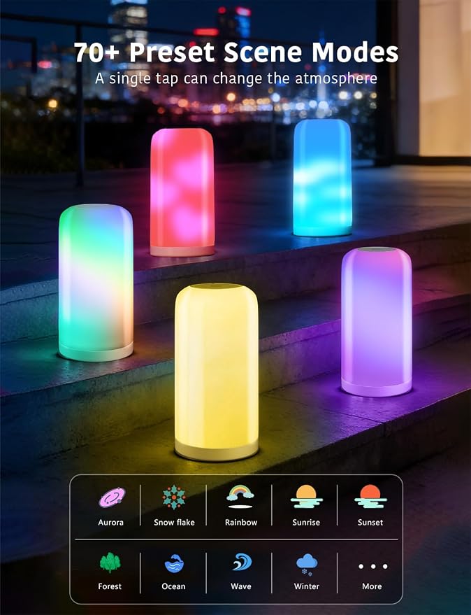 DAYBETTER BGRIC Smart Bedside Lamps, Touch Lamps for Nightstand, LED Lamp Compatible with Alexa and Google Home, Color Changing Lamp for Bedroom Living Room,70+ Scene Mode (Only for 2.4GHz WiFi)