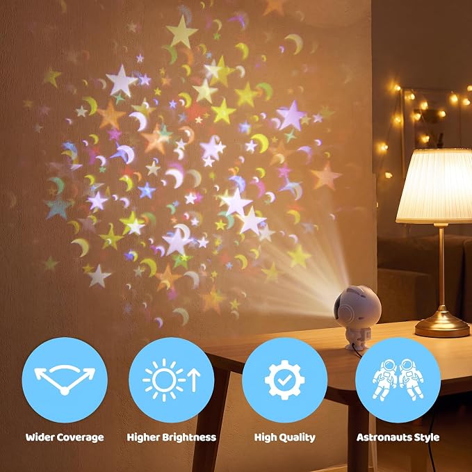 Star Projector Galaxy Light - Astronaut Night Light Projects Stars and Moon, Bedroom Decor for Kids, Birthday Gift for Boys and Girls