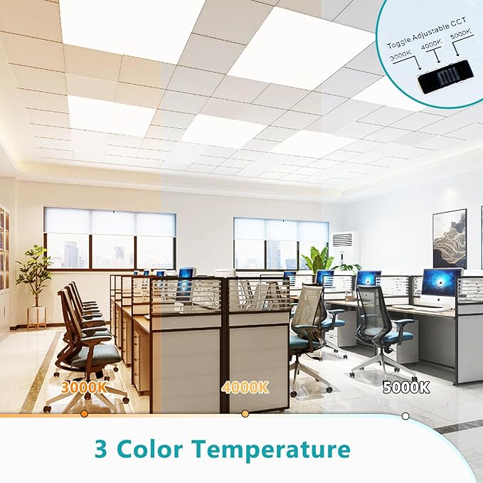 8 Pack 2x2 LED Flat Panel Light - 2x2 LED Flat Panel Light 5000K 4000K 3000K Selectable & 0-10v Dimmable, 20W 30W 40W 2x2 LED Drop Ceiling Light Troffer Lay in, 100-277Vac, ETL Listed