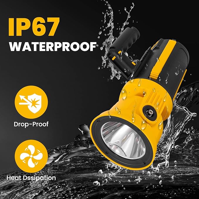 LETOUR Rechargeable Led Spotlight Flashlight with 90° Rotate Head Super Bright Spot Lights Outdoor Handheld, IPX6 Waterproof Flashlight for Emergencies