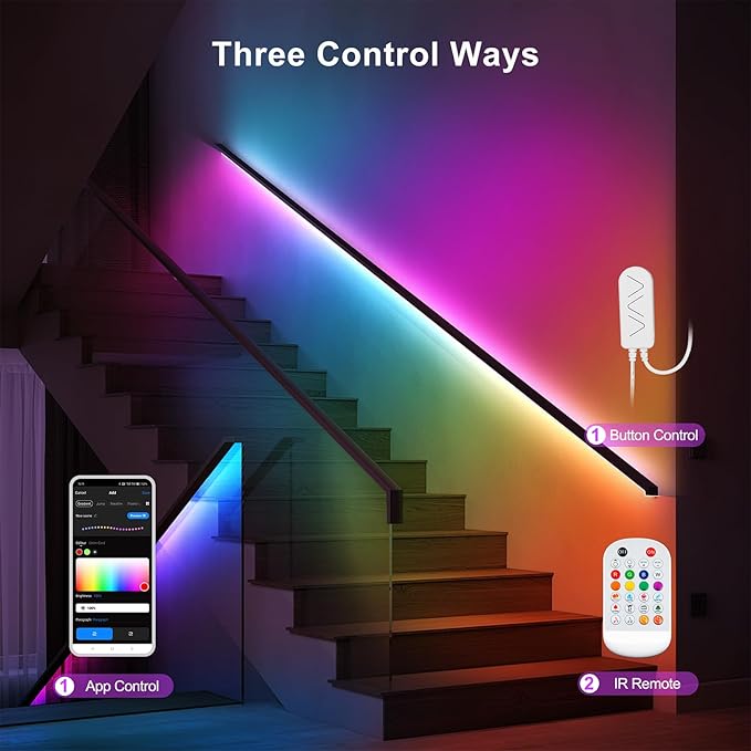 Tatazone 16.4ft Bluetooth RGB+IC COB Led Strip Light with App, Chasing COB Light Strip, Segmented Control, Music Sync, Color Changing Led Lights for Home Decor, Gaming, Cabinet, Desk