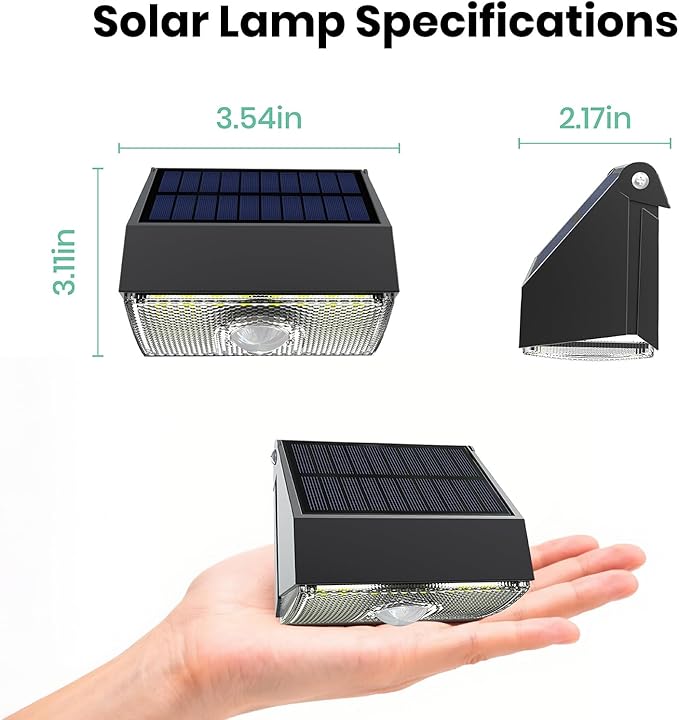 Solar Fence Light Outdoor, 4000K 3000K Solar Wall Lights with Motion Sensor, 1000LM Small Solars Light for Deck Fence Steps Patio Yard, 1pcs