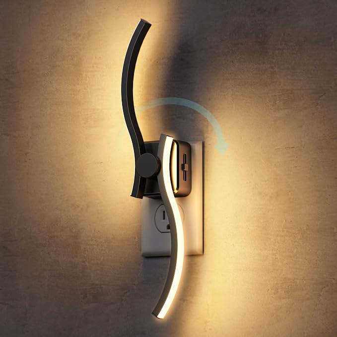 Night Lights Plug into Wall,Wall Sconce Night Light with Dusk | to Dawn Sensor,Dimmable Night Light Plug in,1W 3000K Soft White for Adults Kids Room Bedroom Bathroom Hallway Kitchen