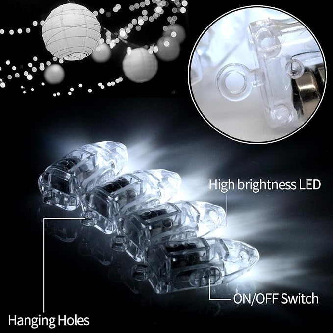 Novelty Place 30 Pcs White LED Mini Party Light for Paper Lantern, Balloons, Weddings and Festival Decorations - Long Lasting, Waterproof, Elegant White