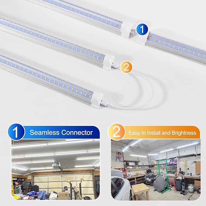 3FT Led Shop Light,3FT Lights 36W 6500K 5000LM Daylight,Led Shop Lights 110V Linkable Clear Cover Integrated V-Shape for Shop Garage Warehouse Workshop Commercial Bay Lighting(4-Pack)