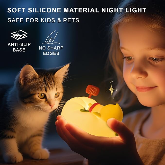Duck Night Light for Kids, 7 Colors LED Nursery Lamp Dimmable & Rechargeable, Duck Silicone Lamp for Bedroom/Nursery,Room Decor Lamp Gift for Adult Toddler/Boys/Girls