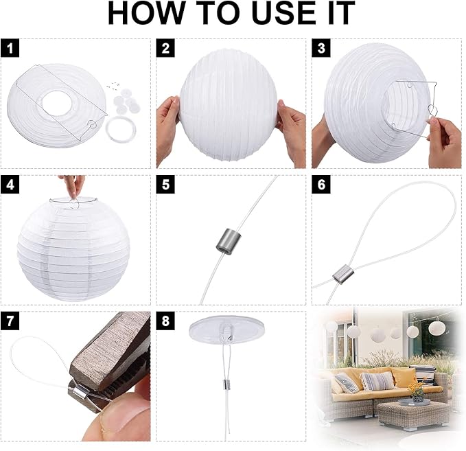 Pelopy 18 Pcs Paper Lanterns 4/6/8/12 Inches Round Chinese Japanese Paper Lanterns for Indoor New Year Valentine's Day Wedding Birthday Party Decorations(White,4/6/ 8/12 Inch)