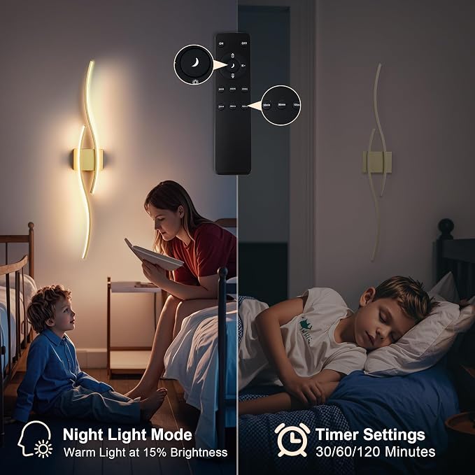 KARTOOSH Wireless Wall Sconces, Dimmable LED Sconce with Remote | Battery Operated Wall Sconce with 3 CCT Night-Light Timer Memory Modern Wall Sconces for Living Room, Hallway, Bedroom