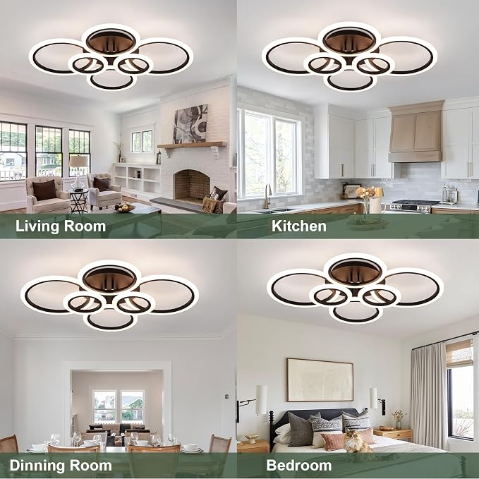 Modern LED Ceiling Light 31" 68W 2315LM Ceiling Light for Bedroom | 3000-6500K Remote Control APP Adjustable Color Temperature Brightness Memory Function Night Light Living Room Kitchen Timer