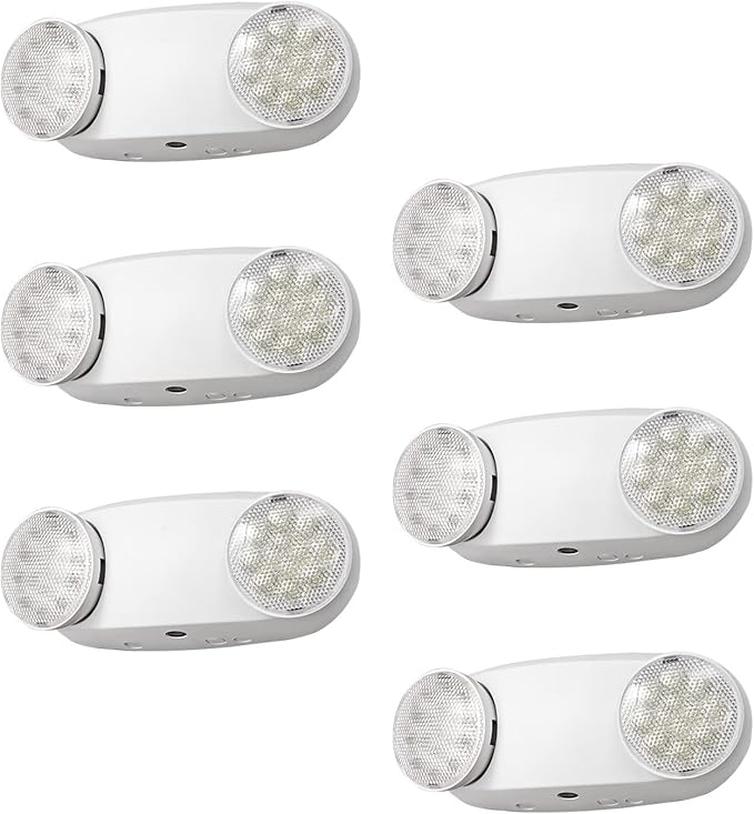 GZRUIYANG Emergency Lights with Battery Backup, 6 Pack Emergency Light, LED Commercial Emergency Lights, UL Listed, AC 120/277V, Hardwired Emergency Exit Light Fixtures for Business - (White)