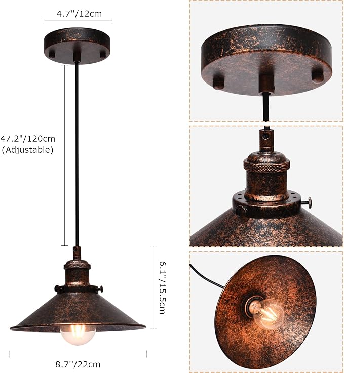 Lingkai Farmhouse Pendant Light Industrial Hanging Light Fixture Vintage Barn Ceiling Lighting for Kitchen Island, Dining Room, Foyer
