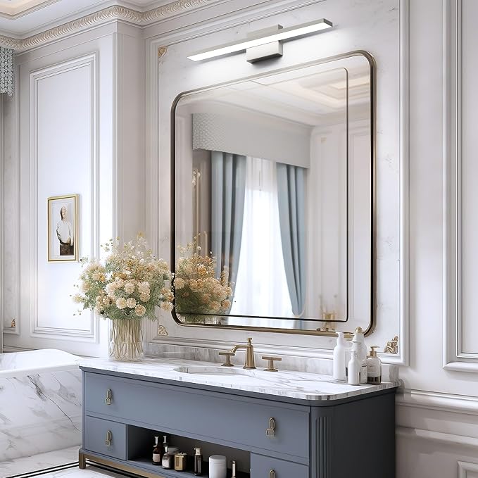 Ralbay Brushed Nickel Vanity Light for Bathroom Metal Acrylic Modern LED Bathroom Light Fixtures Brushed Nickel 24inch