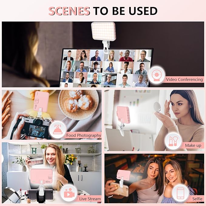 LED Phone Light - USB-Rechargeable Portable Photo Light with 97+ CRI, Up to 6500K Color Temperature for Selfie, Zoom Conference, Video, Makeup and Live Stream