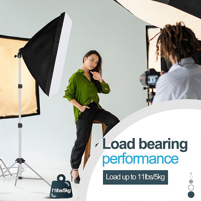 EMART 7 Ft Light Stand for Photography, Portable Photo Video Tripod Stand, 2 Pack Lighting Stand with Carry Case for Speedlight, Flash, Softbox,Strobe Light, Camera, Photographic Portrait -Silver